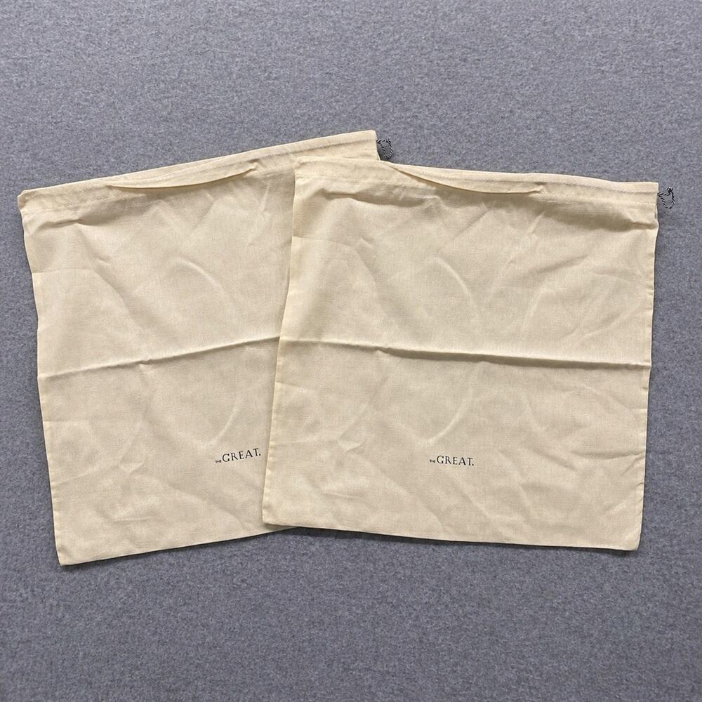 THE GREAT. Set of 2 Canvas Drawstring Dust Bags Storage Shoe Handbag Pouches